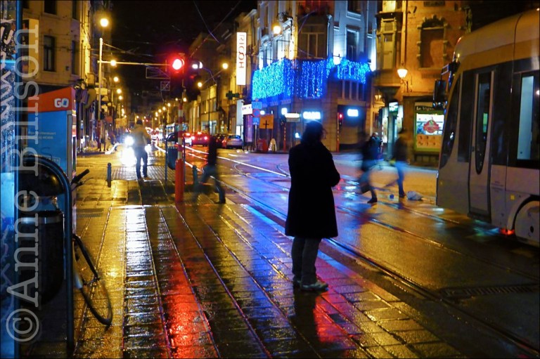 Nacht reflecties: Charleroise Steenweg, Sint-Gillis.