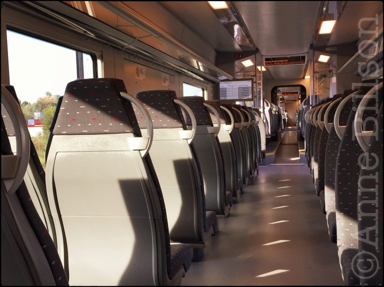 In een trein: Zeebrugge.
